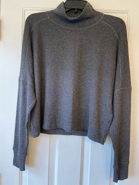 Michael Stars Grey Oversized Cropped Mock Neck Sweater Sz Small